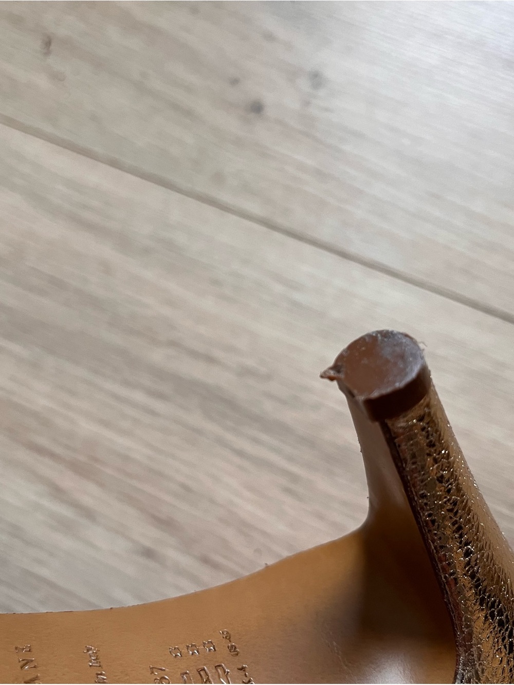 Sezane Gold Metallic Woven T-Strap Heels - Picture 12 of 13